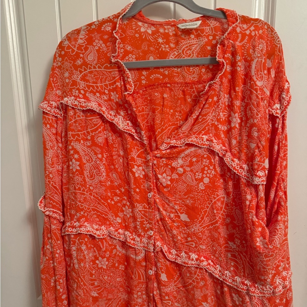 Orange and white shirt size 18 by Monsoon UK made in Indonesia.